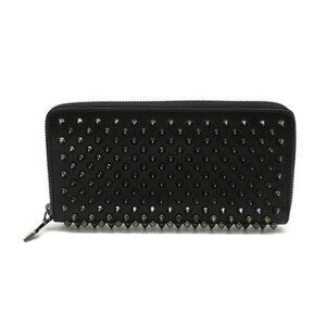 Christian Louboutin Panettone Studded Round Wallet Leather Black